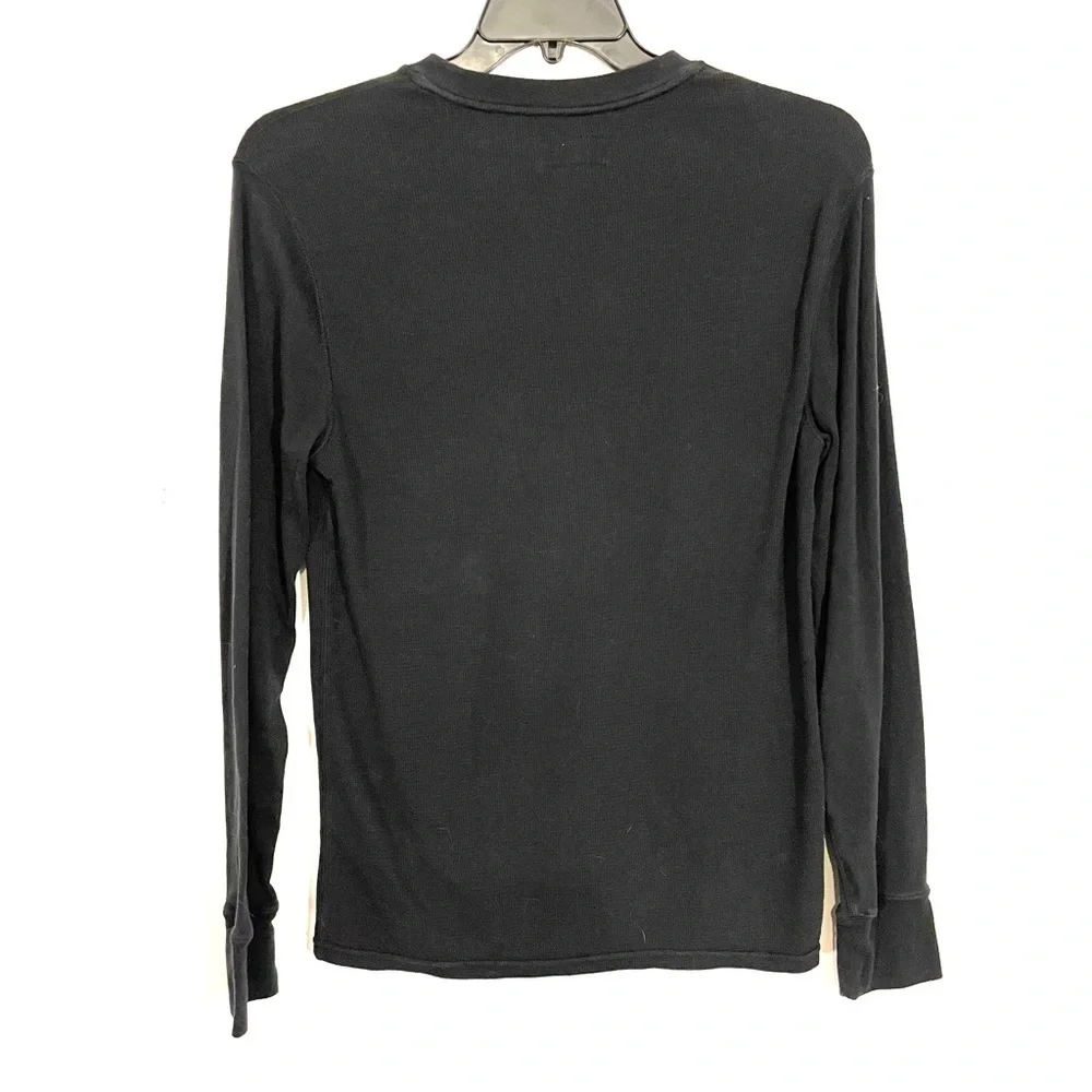 Polo Ralph Lauren Waffle Knit Thermal Shirt With Smooth Long Sleeve Black Sz M